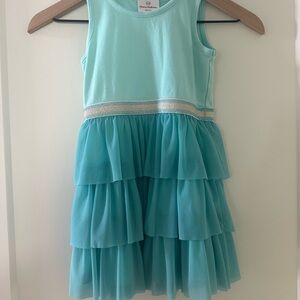 Hanna Andersson Aqua Tiered Dress 110/5